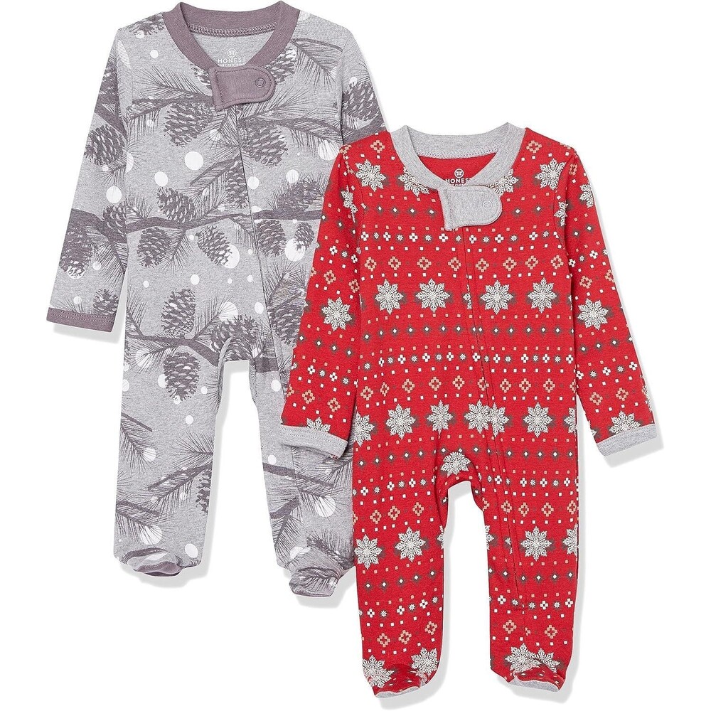 HonestBaby Baby Sleep N' Play One-Piece Sleeper Zip-Front Organic Cotton 0-3 M